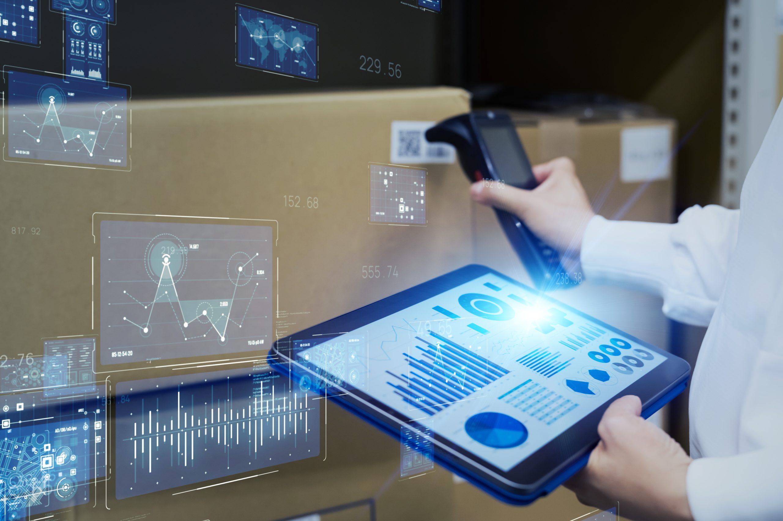 Electronic,Inventory,Management,Concept.,Logistics,Tech.,Rfid.,Barcode,Reader.