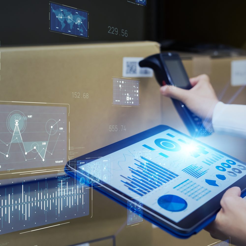 Electronic,Inventory,Management,Concept.,Logistics,Tech.,Rfid.,Barcode,Reader.